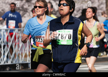 Guide di scorrimento in concorrenza nell'annuale di fiori di ciliegio 10K gara in Washington, DC. Foto Stock