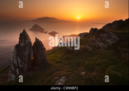 Tramonto sul rurale formazioni di roccia Foto Stock