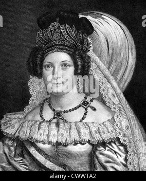 Maria Cristina delle Due Sicilie (1806-1878) su incisione dal 1859. La regina di Spagna. Foto Stock