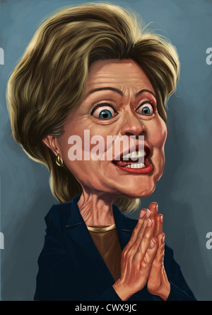 La caricatura da Hillary Clinton, digitale immagine dipinta Foto Stock