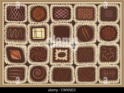 Assortimento di cioccolato in una scatola Foto Stock