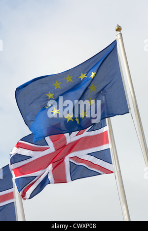 Union Jack Flag e Euro Bandiera Foto Stock