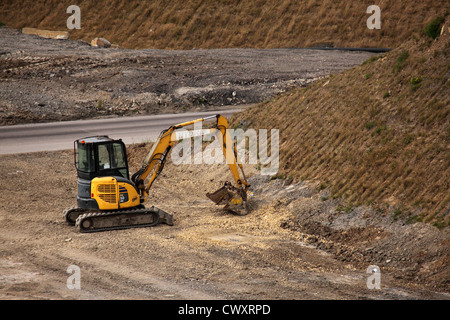 Un escavatore idraulico a Shotton a cielo aperto del carbone sito vicino a Cramlington, Northumberland. Foto Stock