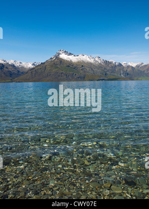Nuova Zelanda, Isola del Sud, vicino a Queenstown, vista sul lago Wakatipu Wilson dal golfo di Walter Peak. Foto Stock