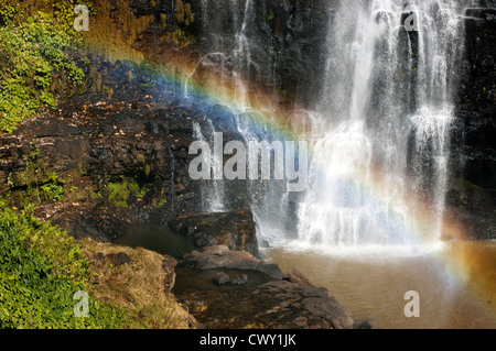 Rainbow su Tad Yeung cascata in Pakxong, Laos Foto Stock