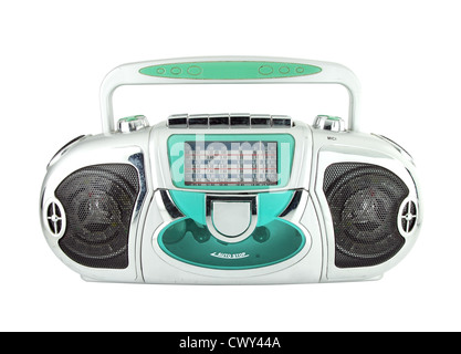 Radio cassette su sfondo bianco Foto Stock