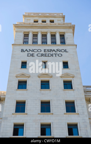 Esterno del Banco Español de Crédito, Spagnolo Banca di Credito, Banesto barcellona cataluña, ES Foto Stock