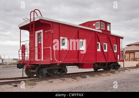 1938 Isola di roccia Caboose al Columbus Historical Society Museum di Columbus, Nuovo Messico, STATI UNITI D'AMERICA Foto Stock