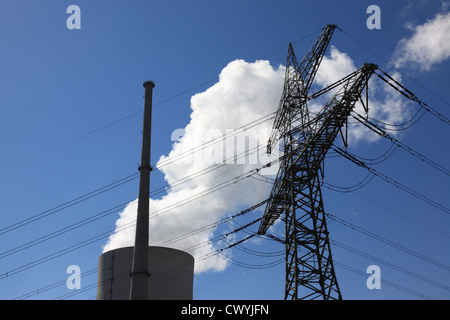 Impianto di energia nucleare a Ohu Essenbach vicino a Landshut, Bassa Baviera, Baviera, Germania, Europa. Foto di Willy Matheisl Foto Stock