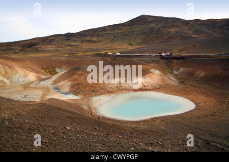 Area geotermica al Vulcano Krafla presso il Lago Myvatn, Islanda Foto Stock