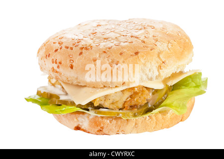 Cheeseburger sulla piastra Foto Stock