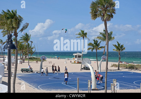 Ft Lauderdale Beach Florida e popolare di South Beach Park area ricreativa. Foto Stock