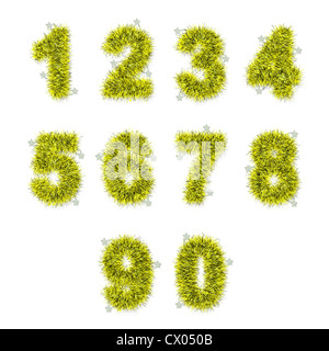 Similrame giallo cifre con stella su sfondo bianco Foto Stock