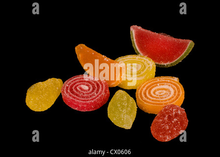 Assortimento di frutta candita e fruttato jellybeans Foto Stock