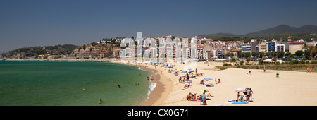 Costa di Arenys de Mar, Comarca del Maresme, Costa del Maresme, Catalogna, Spagna, Europa Foto Stock