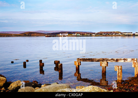 Mattina, a nord sul Loch pecora verso Aird punto da Aultbea Hotel, Aultbea, Scozia Foto Stock