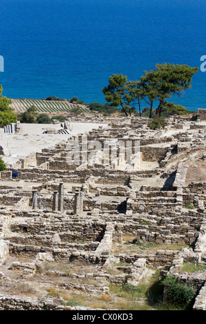 Viste dall antica Kamiros sull' isola di Rodi, Egeo, Mediterraneo. Foto Stock