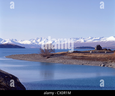 La Chiesa del Buon Pastore, il Lago Tekapo, Mackenzie District, regione di Canterbury, Isola del Sud, Nuova Zelanda Foto Stock