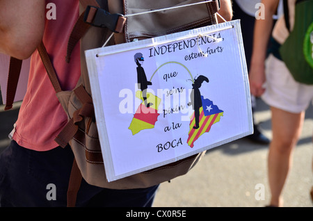 Dimostrazione di indipendenza a Barcellona nel 11 settembre 2012 Foto Stock