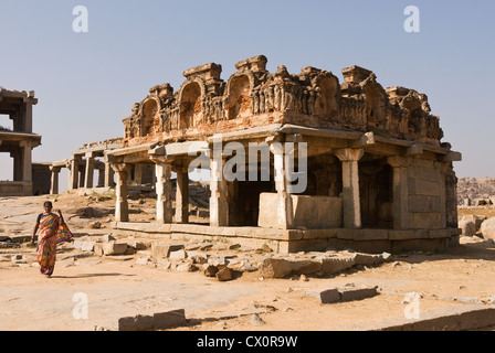 Elk201-2643 India, Karnataka, Hampi, Vittala tempio Foto Stock