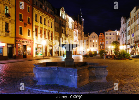Swidnica, notte, slesia, polonia, swidnica, notte, architettura, rynek, mercato, dolnoslaskie, slesia, polonia, europa Foto Stock
