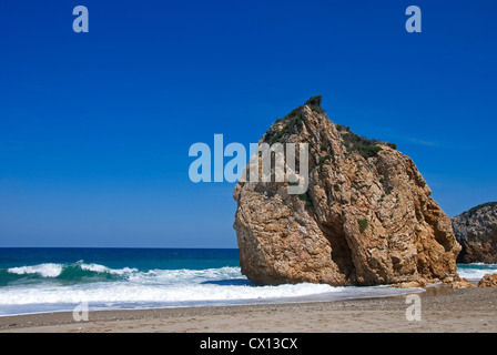 Formazione rocciosa di Potistika beach (Pelion peninsular, Tessaglia, Grecia) Foto Stock