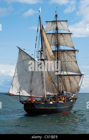 Tall Ship, la nave a vela e la Nave da carico, Brigadine Tres Hombres, due alberi e piazza goletta truccate Foto Stock