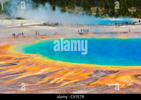 Parco nazionale di yellowstone Grand Prismatic Spring Midway Geyser Basin Parco nazionale di Yellowstone Wyoming Stati Uniti d'America Foto Stock