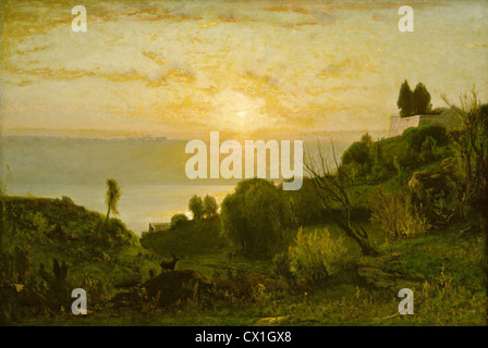 George Inness, Lago Albano, Tramonto, americano, 1825 - 1894, c. 1874, olio su tela Foto Stock