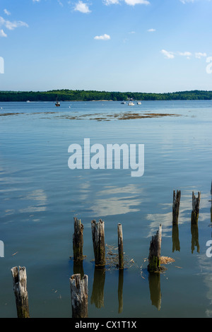 Il fiume Wiscasset da US Route 1 in Wiscasset, Lincoln County, Maine, Stati Uniti d'America Foto Stock