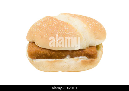 Il fast food pesce fritto sandwich isolati su bianco Foto Stock