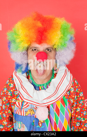 Clown con naso rosso guardando al di fuori del libro bianco Foto stock -  Alamy