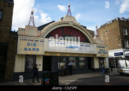 Lo schermo sul verde del cinema di Islington, Londra Foto Stock