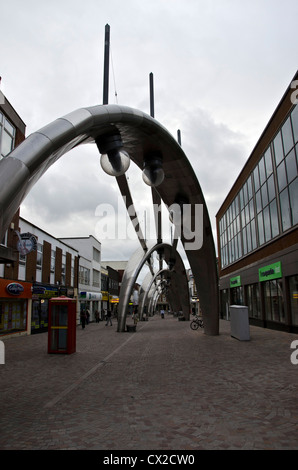 Arte moderna sculture nel centro di Blackpool, Inghilterra. Foto Stock