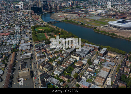 Panoramiche, antenne, del New Jersey, Newark, Downtown, Fiume Foto Stock