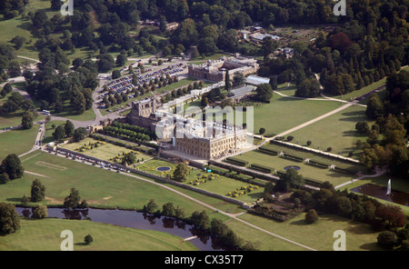 Vista aerea di Chatsworth House nel Derbyshire Foto Stock