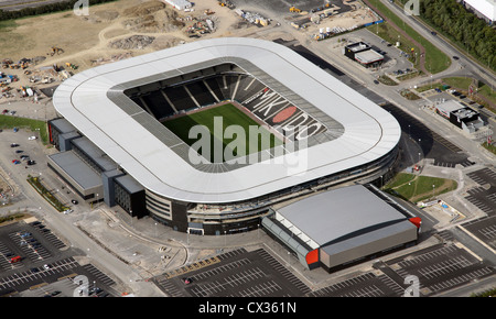 Vista aerea del Milton Keynes Dons FC Denbigh football Stadium Foto Stock