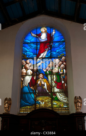 Finestra di vetro colorato la chiesa di San Pietro, Saxby, Leicestershire, England, Regno Unito Foto Stock