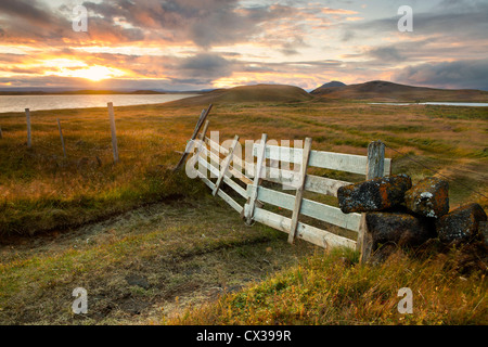 Tramonto sul Lago Myvatn Foto Stock