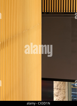 George Jenson Store, Tokyo, Giappone. Architetto: MPA Architetti, 2012. Vista in dettaglio di assicelle di legno. Foto Stock