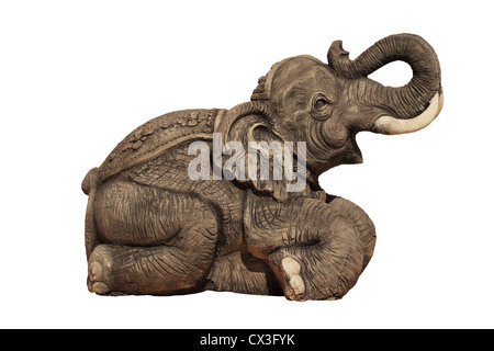 Sculture di elefante su sfondo bianco Foto Stock