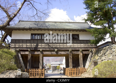 Castello di Takashima cancello principale. Suwa town, Prefettura di Nagano, Giappone. Foto Stock
