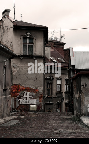 Vecchia strada e case. Foto Stock