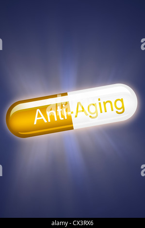 Capsula ANTIINVECCHIAMENTO incandescente Miracle cure Foto Stock