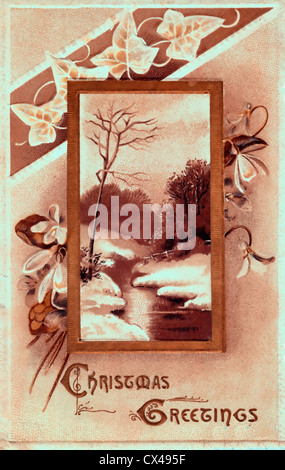 Auguri di Natale - scheda vintage Foto Stock