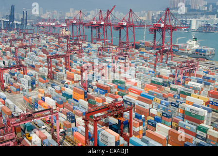 Occupato il terminal container No.9 in Kwai Chung Hong Kong Foto Stock