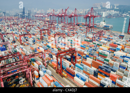 Occupato il terminal container No.9 in Kwai Chung Hong Kong Cina Foto Stock