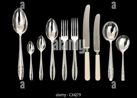 Vintage Selection di placcato argento posate da George Ellis Argentieri Ltd (Sheffield) Foto Stock