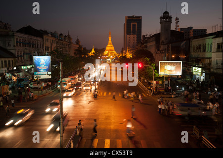 Sule Pagoda, Yangon (Rangoon), Myanmar (Birmania) Foto Stock