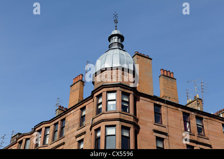 Dettaglio della Croce Partick Mansions tenement alloggiamento nel West End di Glasgow, Scotland, Regno Unito Foto Stock